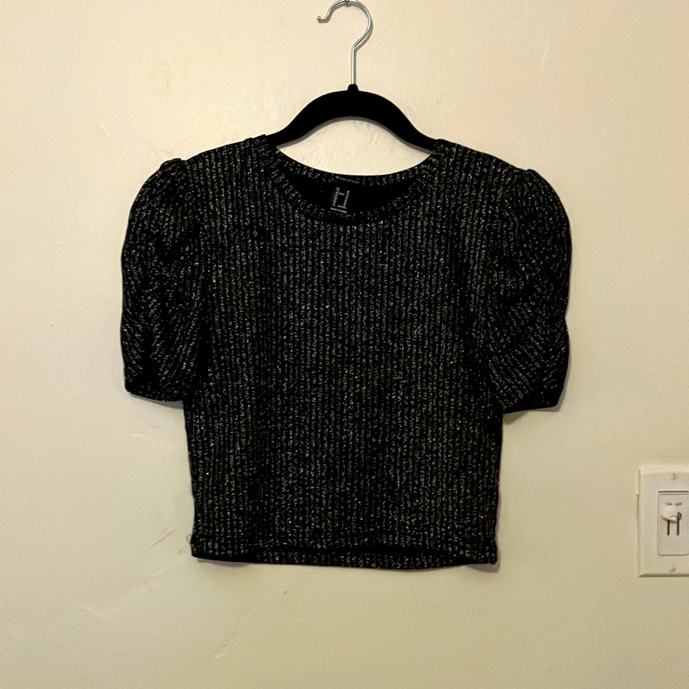 Black sparkle crop top